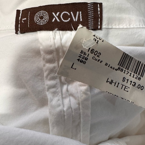 XCVI Women's White Front Tie Double Cuff Jacket size Large NWT - Picture 10 of 12